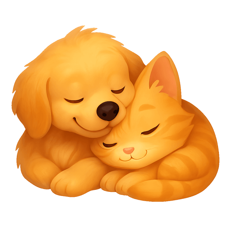 The BowlScore puppy and kitten asleep together